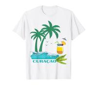 Curacao Palms Cocktail Caribbean Beach Island Souvenir Gift Value Graphic T-Shirt, Men, White, XL
