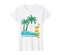 Curacao Palms Cocktail Caribbean Beach Island Souvenir Gift Value Graphic T-Shirt, Women, White, XL