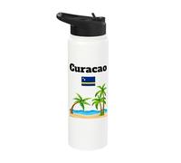 Curacao Souvenir Caribbean Islands Lover Curacao Flag Stainless Steel Insulated Water Bottle
