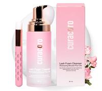 Curacoro 60 ml Eyelash Cleaner (Rose Fragrance) - Eyelash Shampoo for Eyelash Extensions, Foam Cleaner for Sensitive Skin, Removes Waterproof Makeup for Professional and Home Use