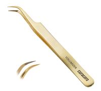 Curacoro Lash Tweezers, Fiber Tip Grip (Gold, Volumizer)