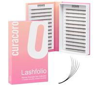 Curacoro LashFolio Slim Promade Fan Handmade Volume Eyelashes, 5D~10D C CC D Curl, Thickness 0.03~0.07mm, 8-15mm Length, Professional Long-Lasting Promade Eyelash Fans (14D-0.03C, 12