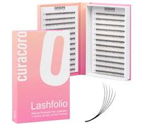 Curacoro LashFolio Slim Promade Fan Handmade Volume Eyelashes, 5D~10D C CC D Curl, Thickness 0.03~0.07mm, 8-15mm Length, Professional Long Lasting Promade Eyelash Fans (18D-0.03CC, 8