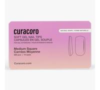 Curacoro Natural Nail Soft Gel Tips - 420Pcs Soft Extension Tips, 14 Sizes Clear Full Cover Acrylic Gel Tip, Long-Lasting Salon Quality, Easy to Wear & Natural Look (Square, Medium)