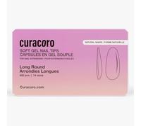 Curacoro Natural Nail Soft Gel Tips - 420Pcs Soft Extension Tips, 14 Sizes Clear Full Cover Acrylic Gel Tip, Long-Lasting Salon Quality, Easy to Wear & Natural Look (Round, Long)