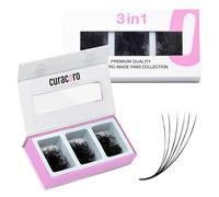 Curacoro Promade Mix 750 Fans - Handmade Volume Eyelash Fans, Multiple Selection of 5D-12D, C, CC, D-Curl, Thickness 0.03-0.1 mm, Length 9-18 mm, Durable & Easy to Use
