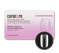 Curacoro Sculpted Nail Soft Gel Tips - 420Pcs Soft Gel Nail Extension Tips, 14 Sizes Clear Full Cover Fake Nails for Extension, Long-Lasting Salon Quality, Natural Look (Square, Medium)