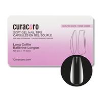 Curacoro Sculpted Nail Soft Gel Tips - 420Pcs Soft Gel Nail Extension Tips, 14 Sizes Clear Full Cover Fake Nails for Extension, Long-Lasting Salon Quality, Natural Look (Coffin, Long)