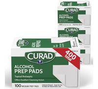Curad Alcohol Swabs Antiseptic Prep Wipes 400 Count Sterile Medium Pads Individually Sealed - Ideal For Pre-Injection Skin Prepping