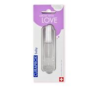 Curaprox Baby Soother Holder, Transparent, Designed in Switzerland | Keeps Soothers & Teething Rings Clean and Close, Safe Lightweight Clip, EN 12586 Certified