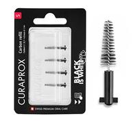 Curaprox Black is White Carbon S Refill, 4-Pack, Designed in Switzerland | Ultra-Fine Filaments for Effective Plaque Removal