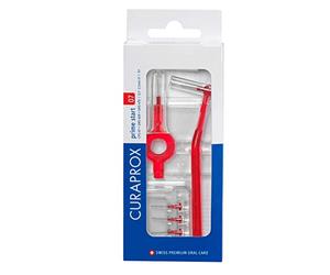 Curaprox CPS 07 Prime Start: 5 CPS 07 + UHS 409 And UHS 470 Holders, Red | Interdental Brush Set , Set of 5 Brushes , 2 Different Holders , 0.7 mm Diameter , 2.5 mm Cleaning Area , Made in Switzerland