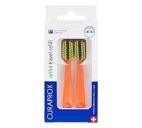 Curaprox CS 5460 Ortho Travel Toothbrush Heads - for Braces Care | Ultra Soft Cleaning | Orange | 2-Pieces | Made in Switzerland