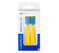 Curaprox CS 5460 Toothbrush Heads - for Travel Set | Ultra Soft Plaque Removal |Yellow-Blue| Refill Duo-Pack | Made in Switzerland