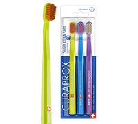 Curaprox CS 5460 Toothbrush Set, Ultra Soft Manual Toothbrush for Adults, 5460 with Super Soft CUREN Bristles, Green, Blue, Purple, Pack of 3