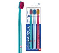 Curaprox CS 5460 Toothbrush Set Ultra Soft Manual Toothbrush for Adults 5460 with Super Soft Curen Bristles - Turquoise, Light Blue, Magenta