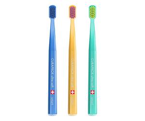 Curaprox CS Smart Toothbrush - Compact Brush Head for Children and Adults | Ultra-Gentle Cleaning | 3-Pieces | Mixed Colours | Made in Switzerland