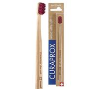 Curaprox CS Wood Toothbrush - for Eco-Friendly Oral Care | Ultra-Soft Plaque Removal | Bordeaux Red Beechwood Handle | Single Pack | Made in Switzerland