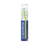 Curaprox implant Toothbrush - for implants, Braces and Hard-to-Reach Areas | Compact 7-tuft Head | Flexible Handle | Green-Yellow | Single Pack | Made in Switzerland