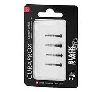 Curaprox Interdental Brush Refills Carbon - Size S, Ultra Fine Cone Shape for Gentle Cleaning Tight Spaces | Pack of 4 | Swiss Made | Black