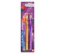 Curaprox Kids Toothbrush - Superhero Edition 2024 | Ultra-Soft for Gums and Sensitive Teeth | Pack of 2 | Orange-Purple