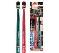 Curaprox Manual Toothbrush - Christmas Edition 2023 | Ultra-Soft for Sensitive Teeth and Gums | 2-Pieces, Festive Red and Green | Made in Switzerland