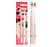 Curaprox Manual Toothbrush - Love Edition 2025 | Ultra-Soft for Sensitive Teeth and Gums | 2-Pieces, White and Pink | Made in Switzerland