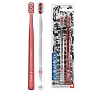 Curaprox Manual Toothbrush Swiss 2024, Transparent/Red Transparent | Adult Gum Care , Ultra-Soft for Plaque Removal , Made in Switzerland