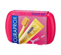 Curaprox Travel Kit - CS 5460 Toothbrush with 'Be You' Toothpaste | 2 CPS Prime Interdental Brushes 07 and 09 | Dental Care Kit 9.5 cm x 6 cm | Orange | Made in Switzerland
