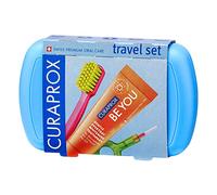 Curaprox Travel Set Blue - Combinable Toothbrush CS 5460 + «Be You» Travel Toothpaste + 2 Interdental Brushes CPS Prime 07 and 09 - Dental Care Set 9.5 cm x 6 cm