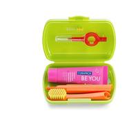 Curaprox Travel-Set Green - Clip-Together Toothbrush CS 5460 + Be You Toothpaste + 2 Interdental Brushes CPS Prime 07 and 09 - Dental Care Set 9.5 cm x 6 cm