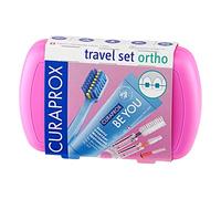 Curaprox Travel Set Ortho Pink, Travel Toothbrush, interdental Brush, Toothpaste 10ml, Travel Box