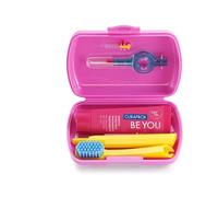 Curaprox Travel-Set Rosa - Clip-Together Toothbrush CS 5460 + Be You Toothpaste + 2 Interdental Brushes CPS Prime 07 and 09 - Dental Care Set 9.5 cm x 6 cm
