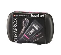 Curaprox Travel Toothbrush Set - for Teeth whitening on The go | Black is White Edition | Includes Toothpaste, Toothbrush & interdental Brushes | Made in Switzerland