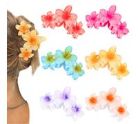 CURASA 6Pcs Flower Claw Clips Hawaiian Flower Hair Clips for Women Girls Hibiscus Hair Clip Plumeria Hair Claw Clips for Thick Hair Flower Claw Clip Large Summer Hair Accessories for Holiday Gifts