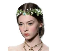 CURASA Fairy Flower Leaf Crown Women Girl Princess Tiara Elf Headpiece Elven Circlet with Crown Rhinestone Flower Headband Woodland Forest Fairy Accessories Wedding Cosplay Masquerade Prom Photo Shoot