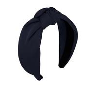 CURASA Knotted Headbands For Women Girls Non Slip Wide Headband Cute Fashion Hair Accessories Navy Blue Fabric Terse Headbands Top Knot Headband For Thick Thin Curly Hair