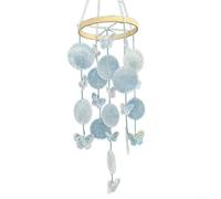 Curated Butterfly and Shell Wind Chime for Nature-Loving Homes with Harmonized Shell Layers and Delicate Accents (White)