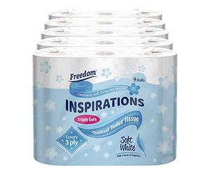Curateduk Freedom Inspirations White 3Ply Quilted Toilet Tissue Pack Of 45 Rolls (Soft White)