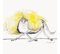 Curating Cambridge, Ronald Searle, Balding cat walking out in an unsuitable wig, Single Blank Greeting Card (15 x 15cm)