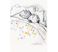 Curating Cambridge, Ronald Searle, Big Fat Cat and Friend, Single Blank Greeting Card (17 x 12cm)