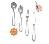 CuraVita - 4-Piece Weighted Utensils for Tremors and Parkinson's (7 oz Each) - Weighted Silverware for Hand Tremors, Adaptive Utensils for Elderly, Arthritis Gifts for Seniors