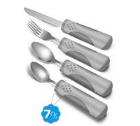 CuraVita Adaptive Cutlery (4-Piece Kitchen Set) Weighted 200g - Utensils for Parkinson's Patients, Hand Tremors, Arthritis & Elderly - Eating Utensils for Elderly