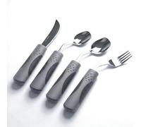 Curavita Adaptive Cutlery Set - Weighted for Hand Tremors & Parkinson's, 42°Angled Shovel Spoon, 196g (Grey, Left-Handed)