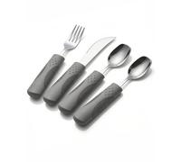 Curavita Weighted Adaptive Cutlery Set 70g Moderately Weighted Cutlery for Hand Tremors Parkinson's - Rocker Knife, Shovel Spoon, Ergonomic Grip (Grey)