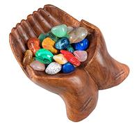 Curawood Carved Hands Valse Bowl - Crystal Holder - Key Bowl - Crystal Storage Tray - Decorative Bowl for Stone Display