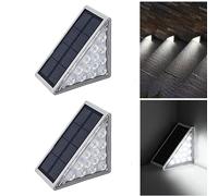 Curb Appeal Lights,Led Solar Waterproof Step Lights,Instant Curb Appeal Solar Lights,Triangle Solar Step Lights for Outside,Solar Deck Lights Ip67 Auto On Off for Steps,Stair,Yard Decor (White, 2 Pcs)