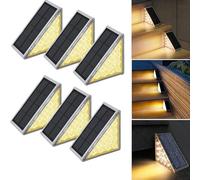 Curb Appeal Lights,Led Solar Waterproof Step Lights,Instant Curb Appeal Solar Lights,Triangle Solar Step Lights for Outside,Solar Deck Lights Ip67 Auto On Off for Steps,Stair,Yard Decor (Warm, 6 Pcs)