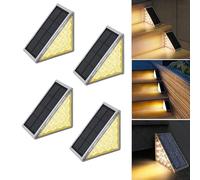 Curb Appeal Solar Lights - LED Waterproof Step Lights for Outside, Triangle Design, IP67 Auto On/Off for Stairs, Yard Decor (Warm, 4 Pcs)