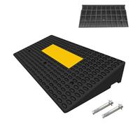 Curb Ramps for Driveway, Rubber Threshold Ramp the Yellow Area is More Eye-catching at Night and is Suitable for Forklifts(100x50x14cm/39x20x5.5in)